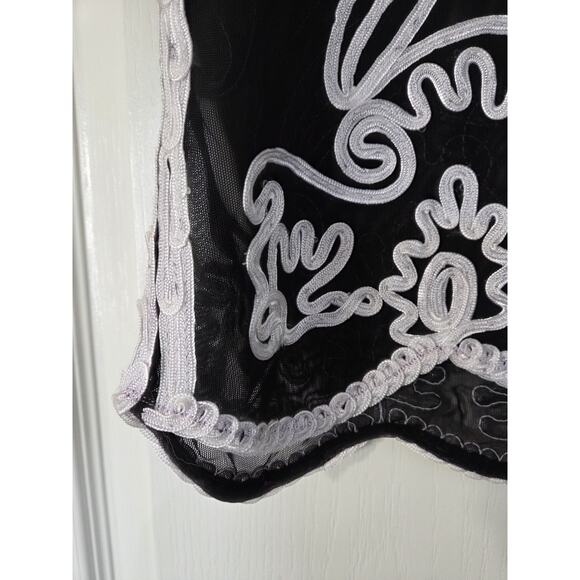 Andrea Rosati Black White Sheer Blouse, Size XL - Picture 6 of 11